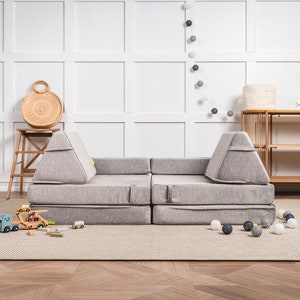 Moonbean grey kids&#39; play couch - play sofa, kids&#39; furniture, modular sofa, foam set, Montessori toys, Montessori furniture, spielsofa