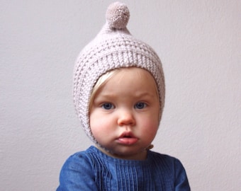 KNITTING PATTERN PDF File - Knit Pixie Bonnet Pattern - Baby Bonnet Pattern - Hat Pattern - Knit Baby Hat Pattern - Baby Knitting Pattern