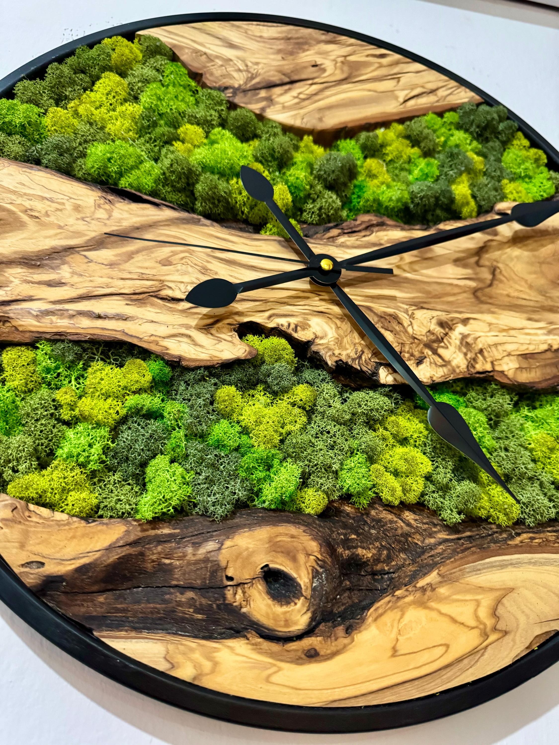 Moss Wall Clock Handmade Wall Clock Custom Moss Olive Wood Clock,metal ...
