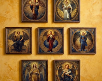 Enochian Archangels Framed Wall Art Series – Seven Angels Inspired by Ancient Texts