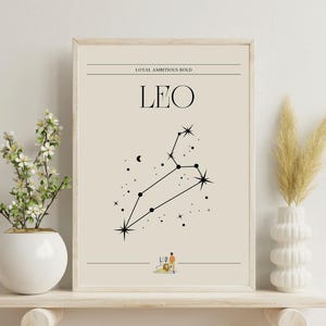 Leo Zodiac Art Print: Minimalist Star Sign Constellation (Digital Download)