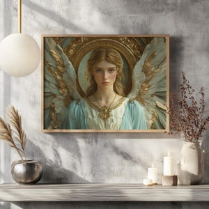 Angel Elemiah (#4) wall art print with wooden frame - ruling from April 5 to April 9 - various sizes and frame colors