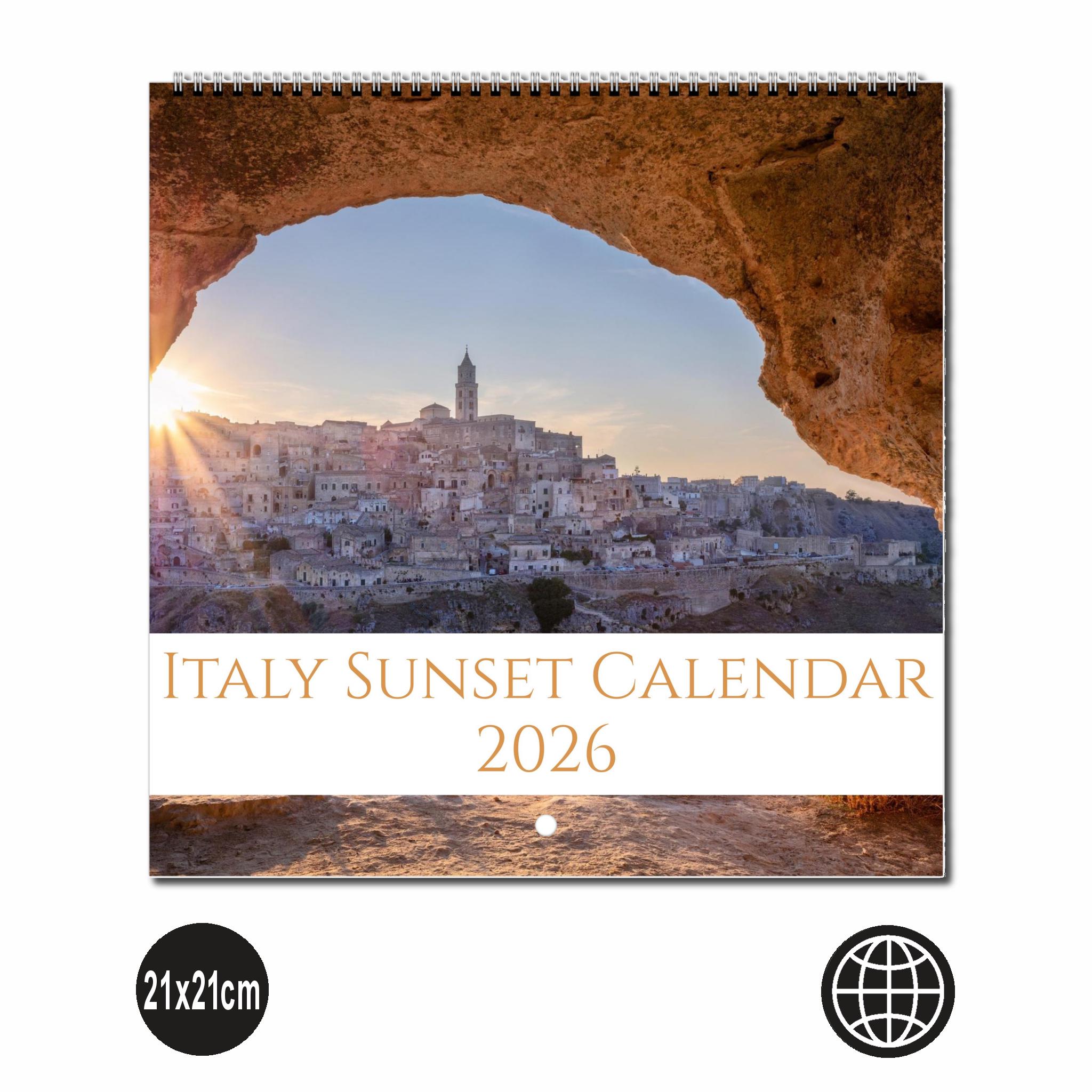 イタリアの夕日カレンダー 2026 – 風景、海岸沿いの村、歴史的な町の