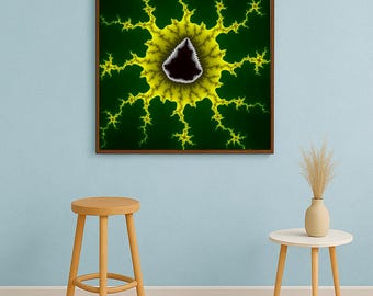 Fractal Neuron - Póster clásico con marco de madera y papel semibrillante