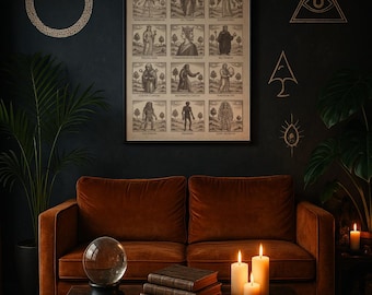 Póster de símbolos de alquimia interior: 12 arquetipos esotéricos (enmarcado en madera)