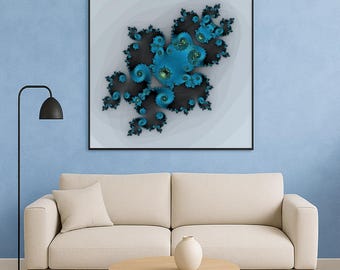 Pareidolia Fractal 6 – Rostros en el Infinito - Póster clásico con marco de madera y papel semibrillante