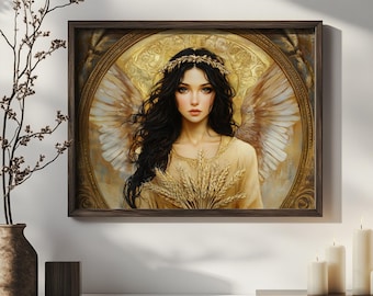 Angel Habuhiah (#68) wall art print with wooden frame - ruling from February 25 to February 29 - various sizes and wood color