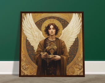 Archangel Sandalphon (#1) wood framed art - spiritual wall decor