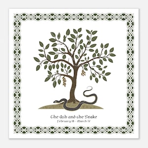 Keltisches Geburtszeichen Poster: #3. The Ash and the Snake (18.02. - 17.03.) – Spirit Animal Art
