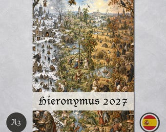 Calendario de pared de las Cuatro Estaciones inspirado en Hieronymus Bosch (España - Formato A3)
