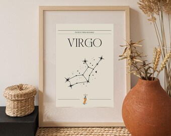 Lámina artística de la constelación de Virgo: Decoración minimalista para pared (descarga digital)