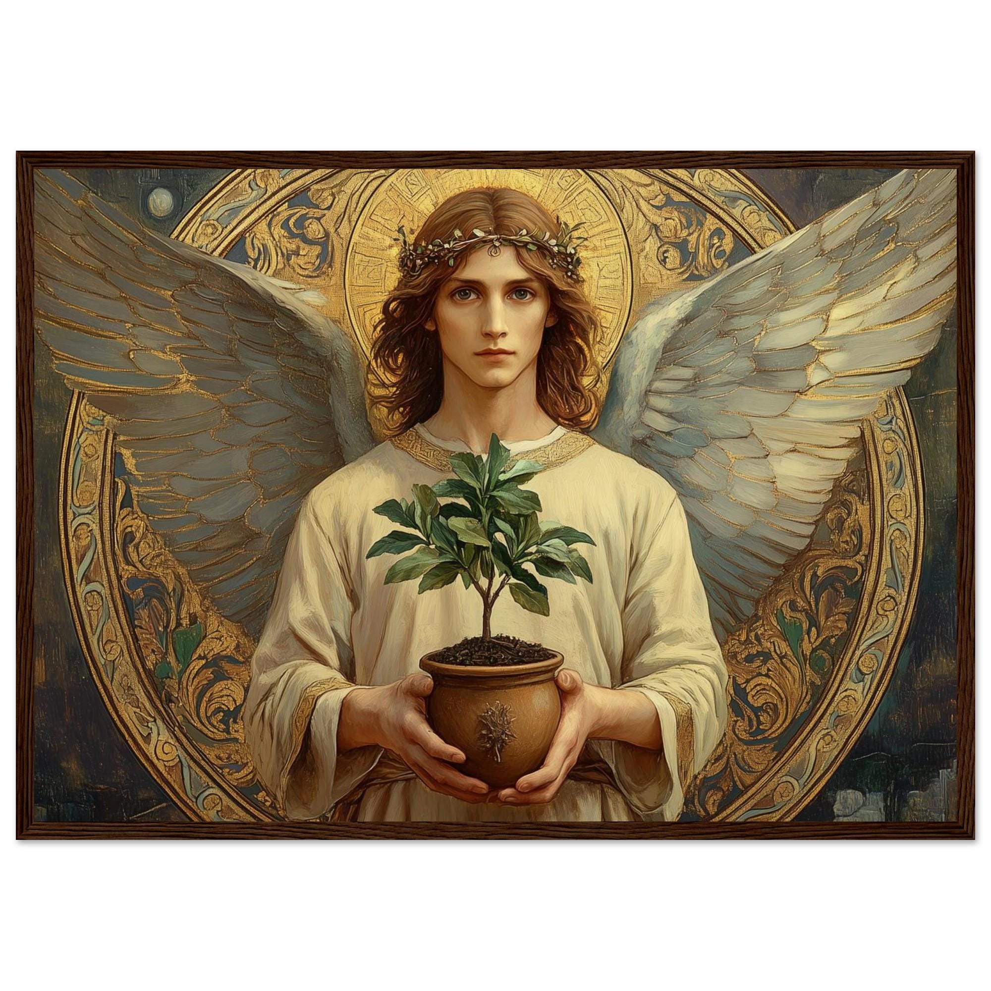絵画 ANGEL 5 Angel Jabamiah (#70) Wall Art Print With Wooden Frame - Ruling