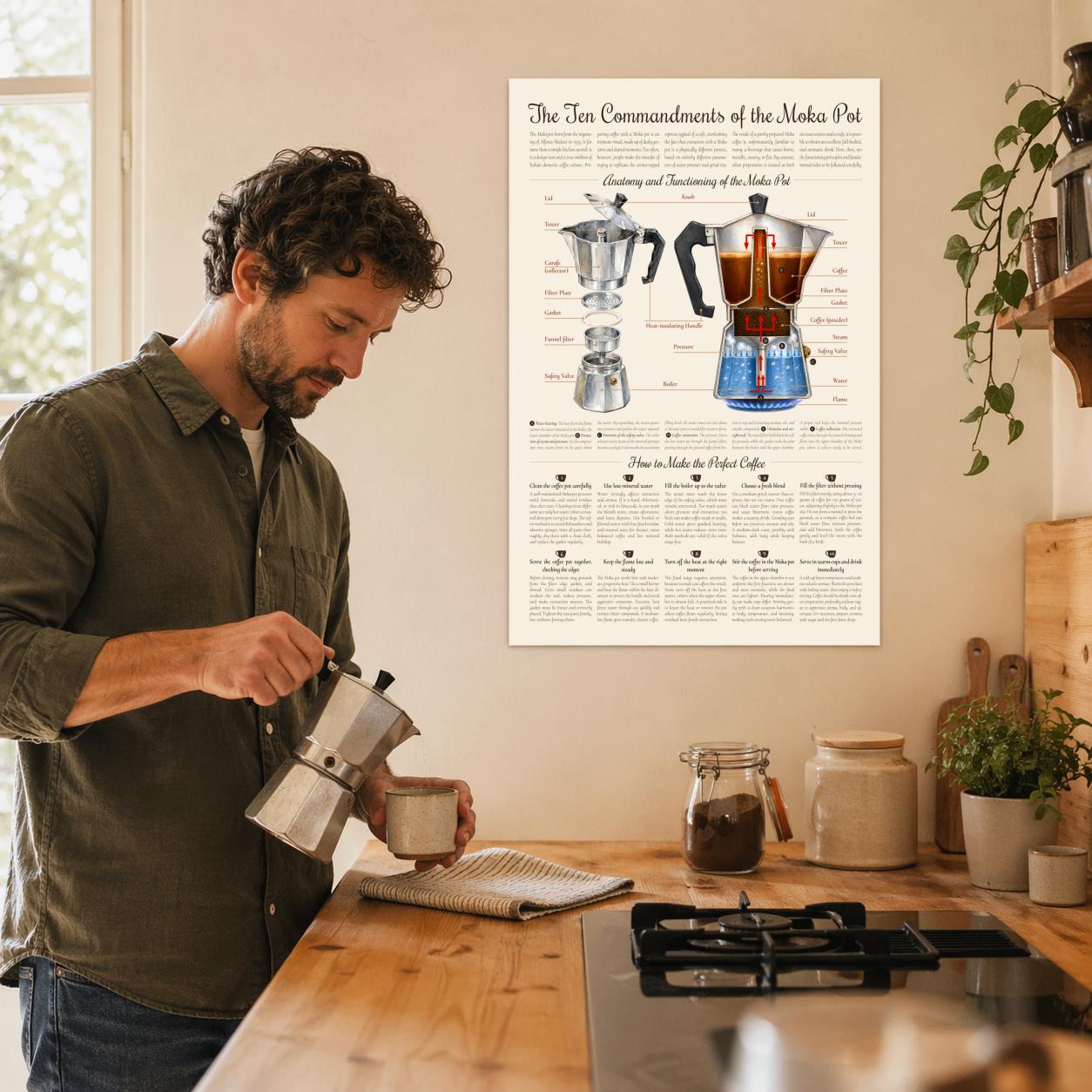 Pot Commandments The Ten Commandments of Moka Pot Poster – Italian Coffee Guide, Kitchen ...