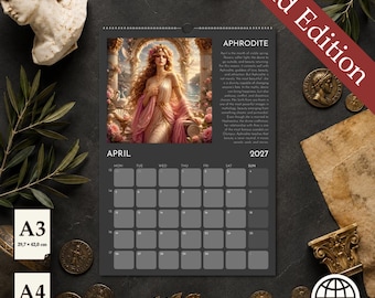 Calendário do Olimpo 2027 Segunda Edição - Amigo Secreto - Mitologia Grega (formato A4/A3)