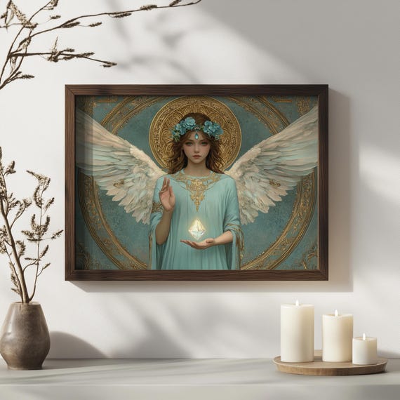 Angel Mebahiah (#55) Wall Art Print With Wooden Frame - Ruling