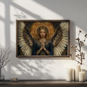 Angel Eyael (#67) wall art print with wooden frame - ruling from February 20 to February 24 - various sizes and wood color