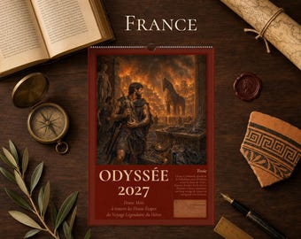 Odyssée 2027 Calendrier Mural A3 (pour la France): Voyage Illustré dans la Mythologie Grecque