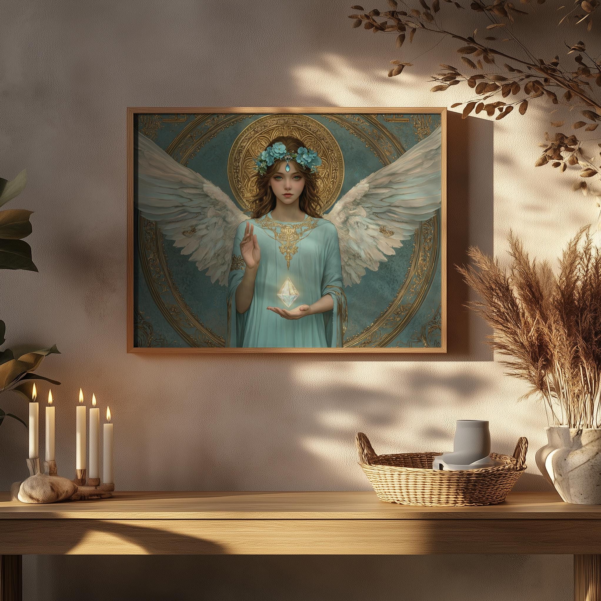 Angel Mebahiah (#55) Wall Art Print With Wooden Frame - Ruling