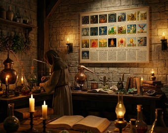 Alchemy and the Journey of the 22 Figures - Museum-Quality Matte Paper Wooden Framed Poster