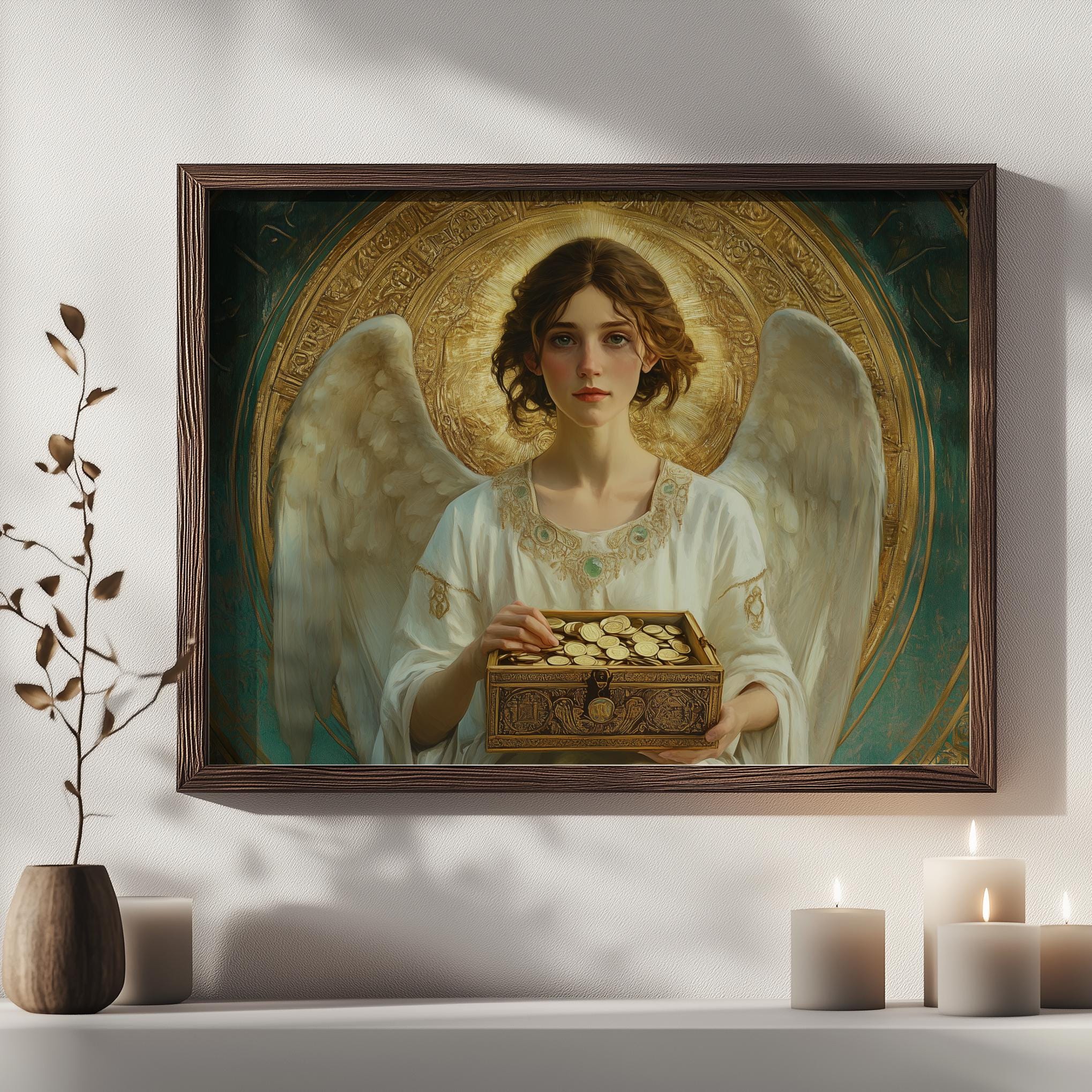 絵画 ANGEL HHBD77% Angel Harahel (#59) Wall Art Print With Wooden Frame - Ruling From