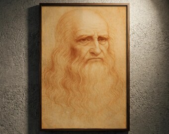 Leonardo Restored – An Ideal Portrait of the Renaissance Genius - mat papier houten ingelijste poster van museumkwaliteit