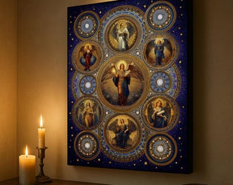 The Seven Archangels of the Book of Enoch – Byzantine Sacred Print on Canvas – Celestial Angels