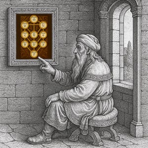 Sephirot (levensboom) – een kaart van goddelijke emanatie - houten ingelijste poster van mat papier van museumkwaliteit