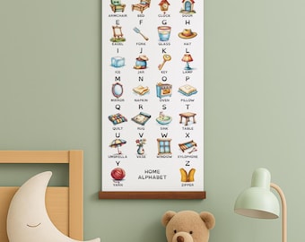 Household Object Alphabet Poster: Fun ABC Wall Art for Kids