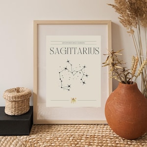 SAGITTARIUS zodiac sign, astrology art print, star sign wall art, birthday gift, sagittarius horoscope