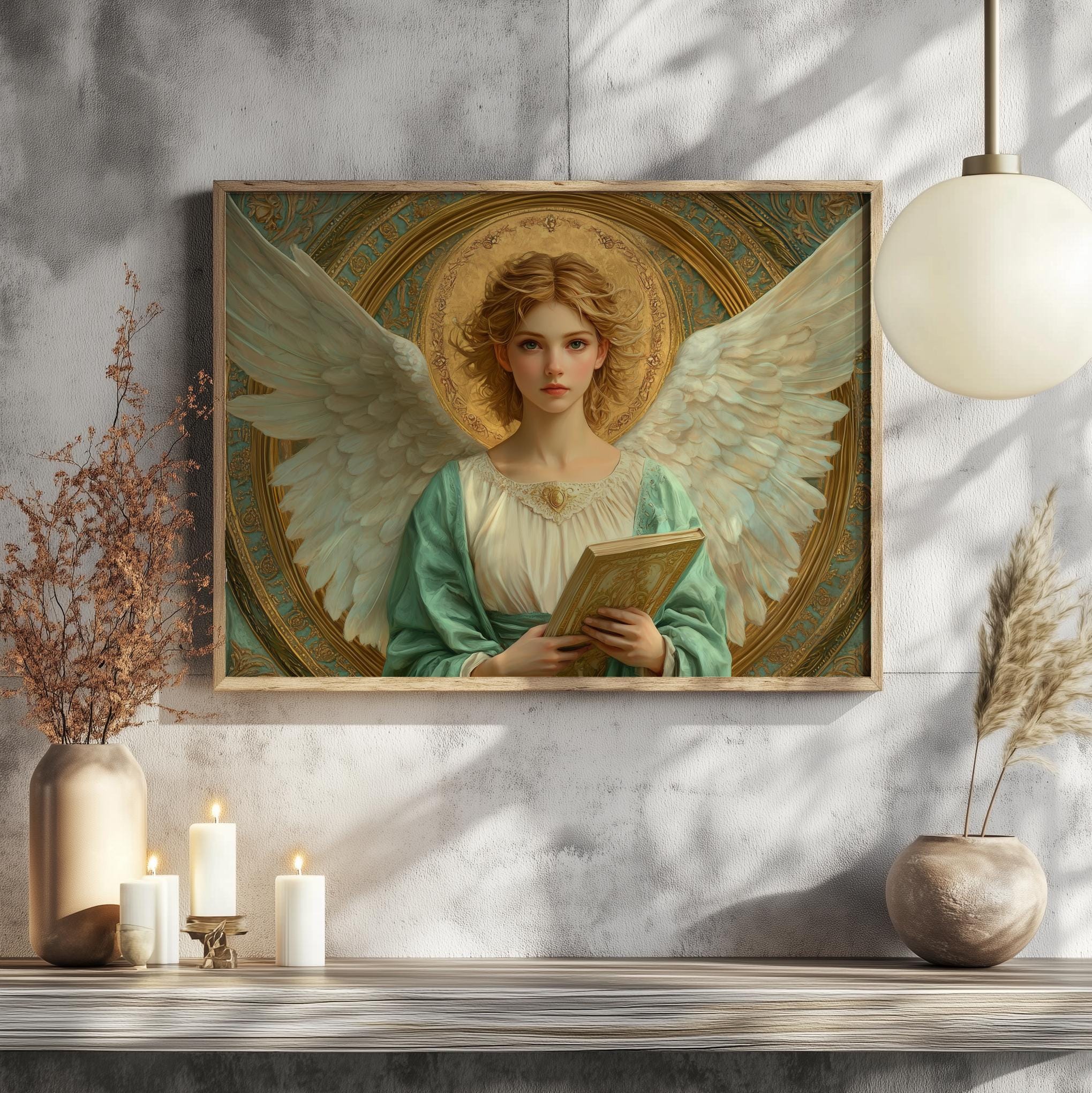 エンジェル・マハシア（#5）の木製フレーム付きウォールアートプリント