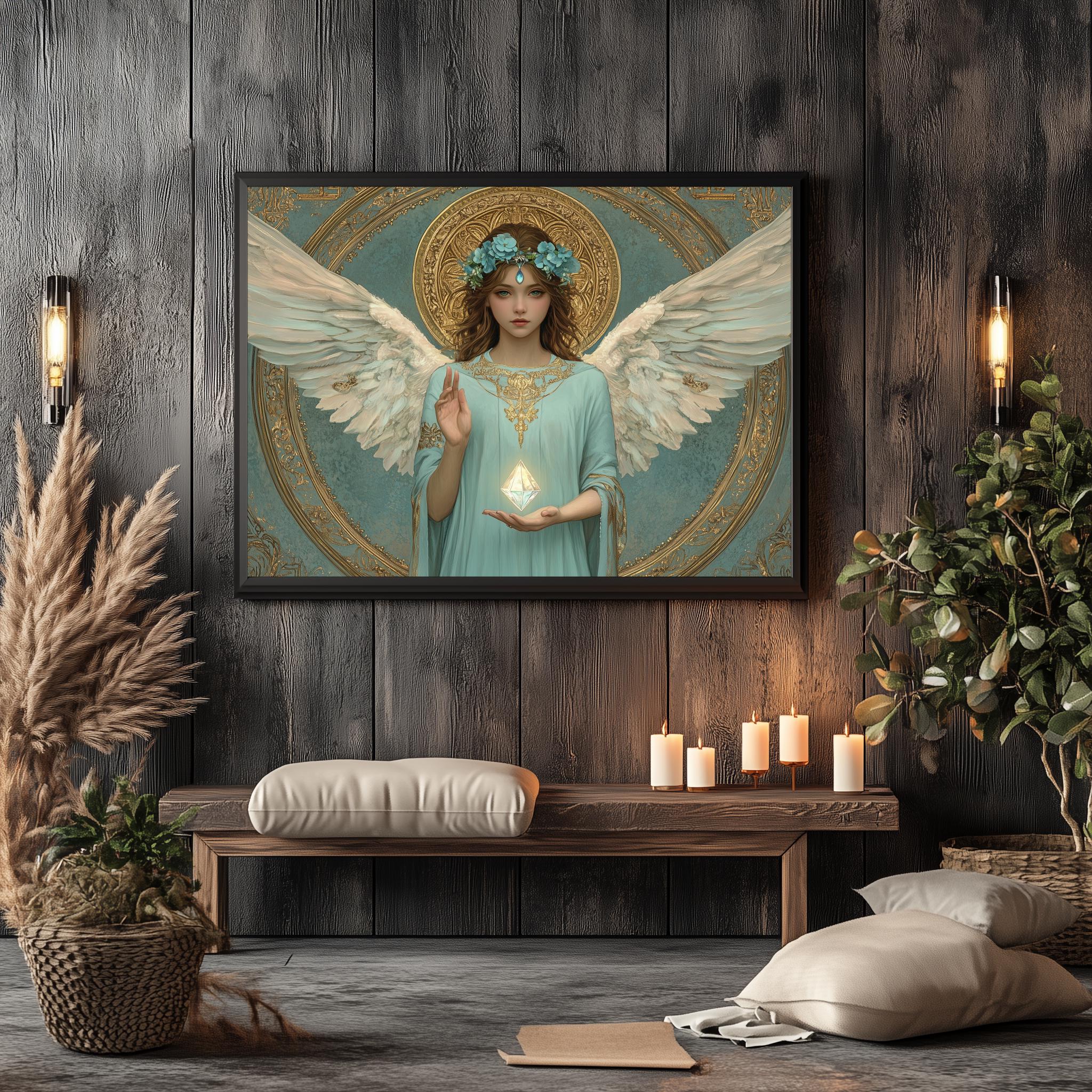 Angel Mebahiah (#55) Wall Art Print With Wooden Frame - Ruling