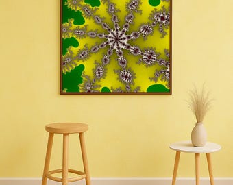 Fractal Bloom - Póster clásico con marco de madera y papel semibrillante