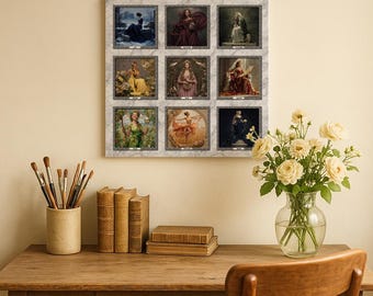 Le nove muse – Mistiche dee greche dell'ispirazione, poster artistico di mitologia colorata