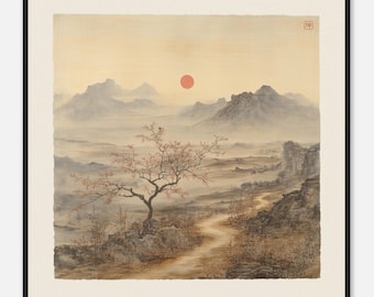 Serie de los Ocho Trigramas - N.º 2: Kūn (坤) – La Tierra Receptiva - Póster con marco de madera y papel mate de calidad museística