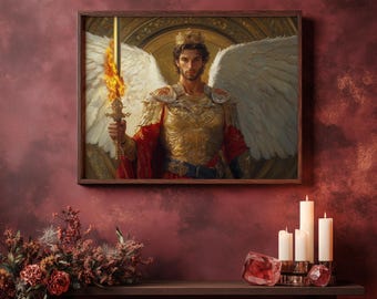Impressão de arte de parede do Anjo Veuliah (#43) com moldura de madeira - reinando de 24 a 28 de outubro - vários tamanhos e cores de madeira