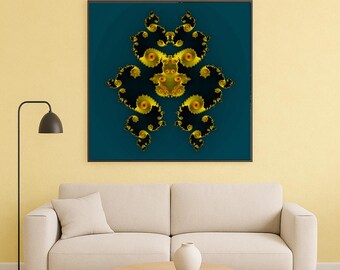 Pareidolia Fractal 5 – Rostros en el Infinito - Póster clásico con marco de madera y papel semibrillante