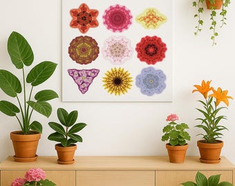 Fractal Flower Art Poster: Geometric Nature Print, Modern Wall Decor