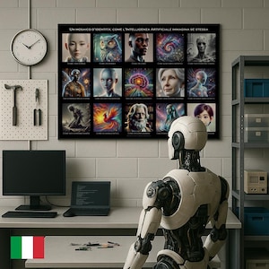 Poster "Un mosaico di identità: come l'Intelligenza Artificiale immagina sé stessa"