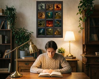 Bestiary of Ancient Myth – 12 Legendary Creatures Fine Art Poster (70×100 cm)