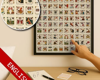 Cartaz artístico da Tombola Napolitana: Números tradicionais da Loteria Smorfia (em inglês)
