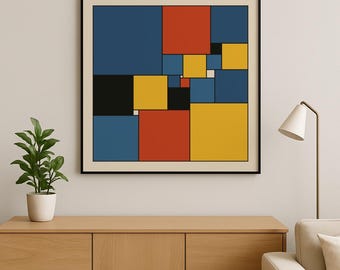Pôster Duijvestijn Perfect Squared Squares # 1 - Impressão geométrica em moldura de madeira estilo Mondrian