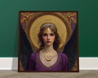 大天使ガブリエルの絵画 額入り正方形ポスター、宗教アート壁装飾