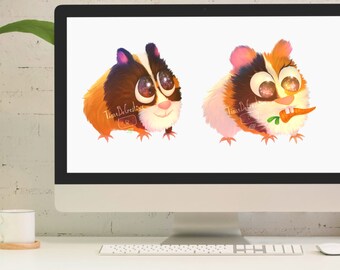 Guinea pigs Digital Art Cute Animal Design Printable Digital Download PNG
