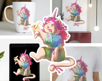 Pink Kitten PNG Cute Cat Digital Art Printable Download Pink Wall Art