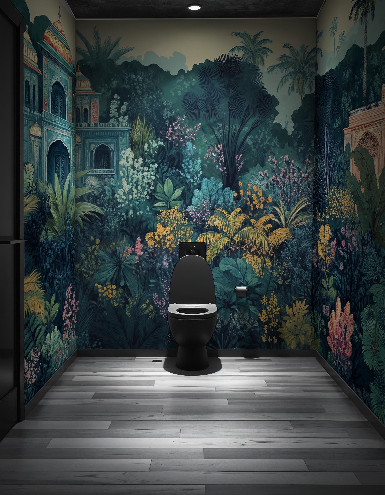 Jaipur Garden Wallpaper: Vintage Indian Botanical Peel and Stick Mural