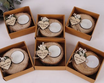 Bulk Wedding Favors for Guests | Rustic Bulk Candle Favors | Bridal Shower Tealight Holders | Thank You Favor | Floral Bulk Wedding Favor