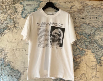 Kurt Cobain krant T-shirt - Rock Legend Memorial Tee - Vintage Band Shirt - Nirvana Vintage