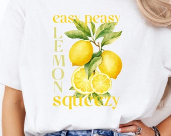 Lemon T-Shirt - Summer, Love, Lemon, Fruits, Women's T-Shirt, Summer Shirt, Cotton T-Shirt, Plant Motif, Cute Vintage Lemon