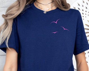 Camiseta mujer, camiseta de pájaro, regalo para mujer, camiseta amante de la naturaleza, camiseta de naturaleza, camiseta de verano