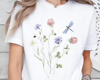 Garten T-Shirt, Blumen Shirt, Naturliebhaber, Geschenk, Boho Wildflower Nature Shirt